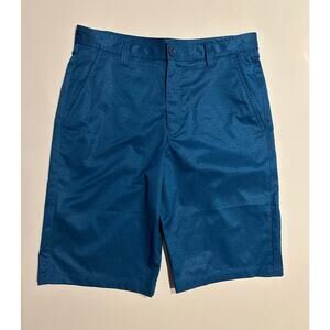Under Armour Boys Size 18 Loose Fit Golf Shorts Teal Black Geometric Pristine